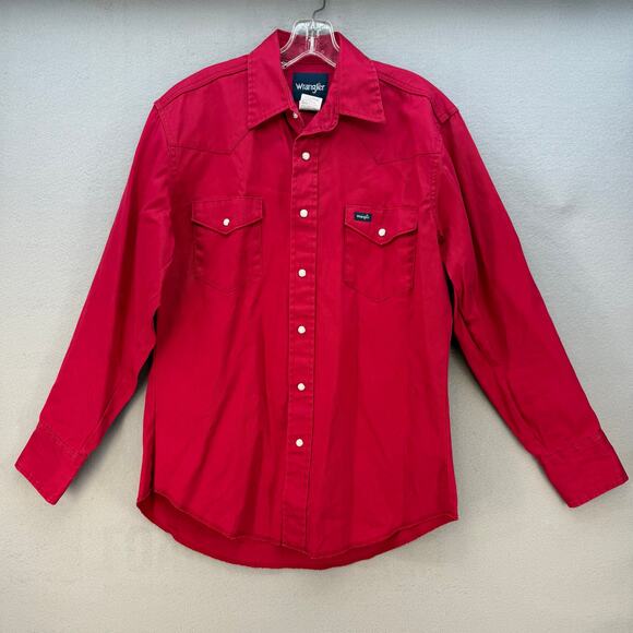 Wrangler Other - Wrangler Shirt Men's M Maroon Cowboy Cut Long Sleeve Western Snap Brushpopper